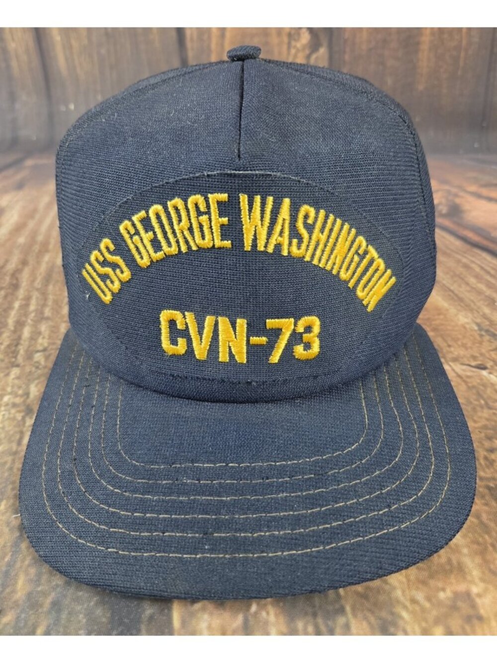 USS GEORGE WASHINGTON CVN-73 Baseball Cap Hat Battleship VTG NAVY BLUE USA Made